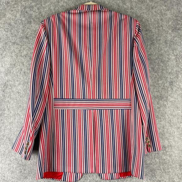 VTG Towncraft JC Penney Blazer Sport Coat Mens 42L Red Striped Gold Button 70s - Picture 12 of 15